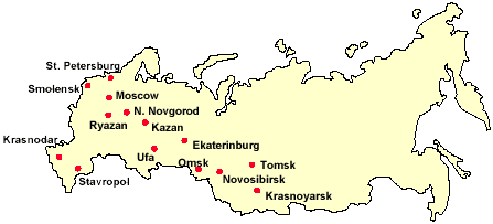 Geographical distribution of centers, participating in the study