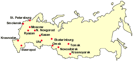 Geographical distribution of centers, participating in the study