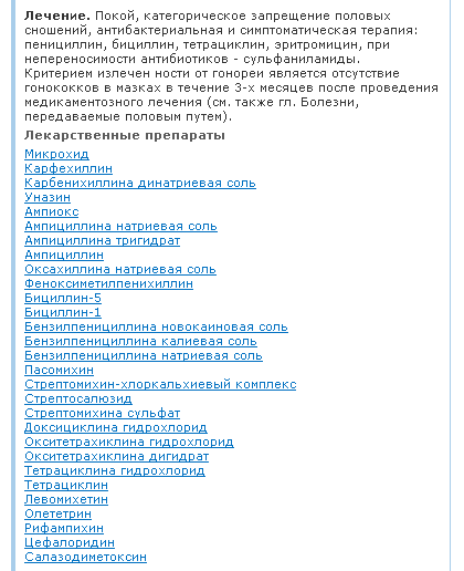 Лечение гонореи